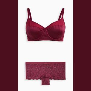 Plus size bra by Torrid unlined balconette bra set 44D & cheeky panty 3 3x pink